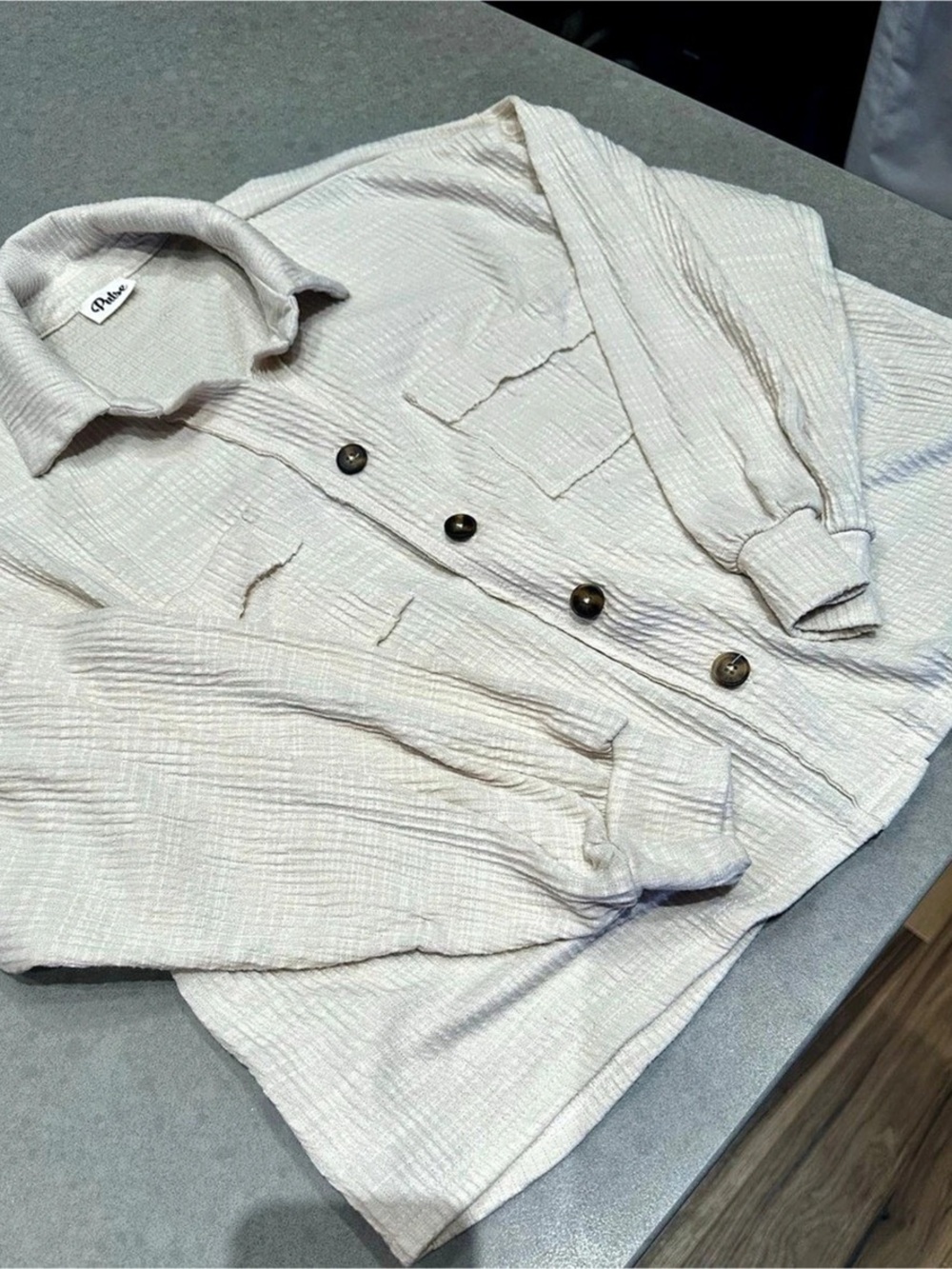 Pulse Button Front Utility shirt in Cream